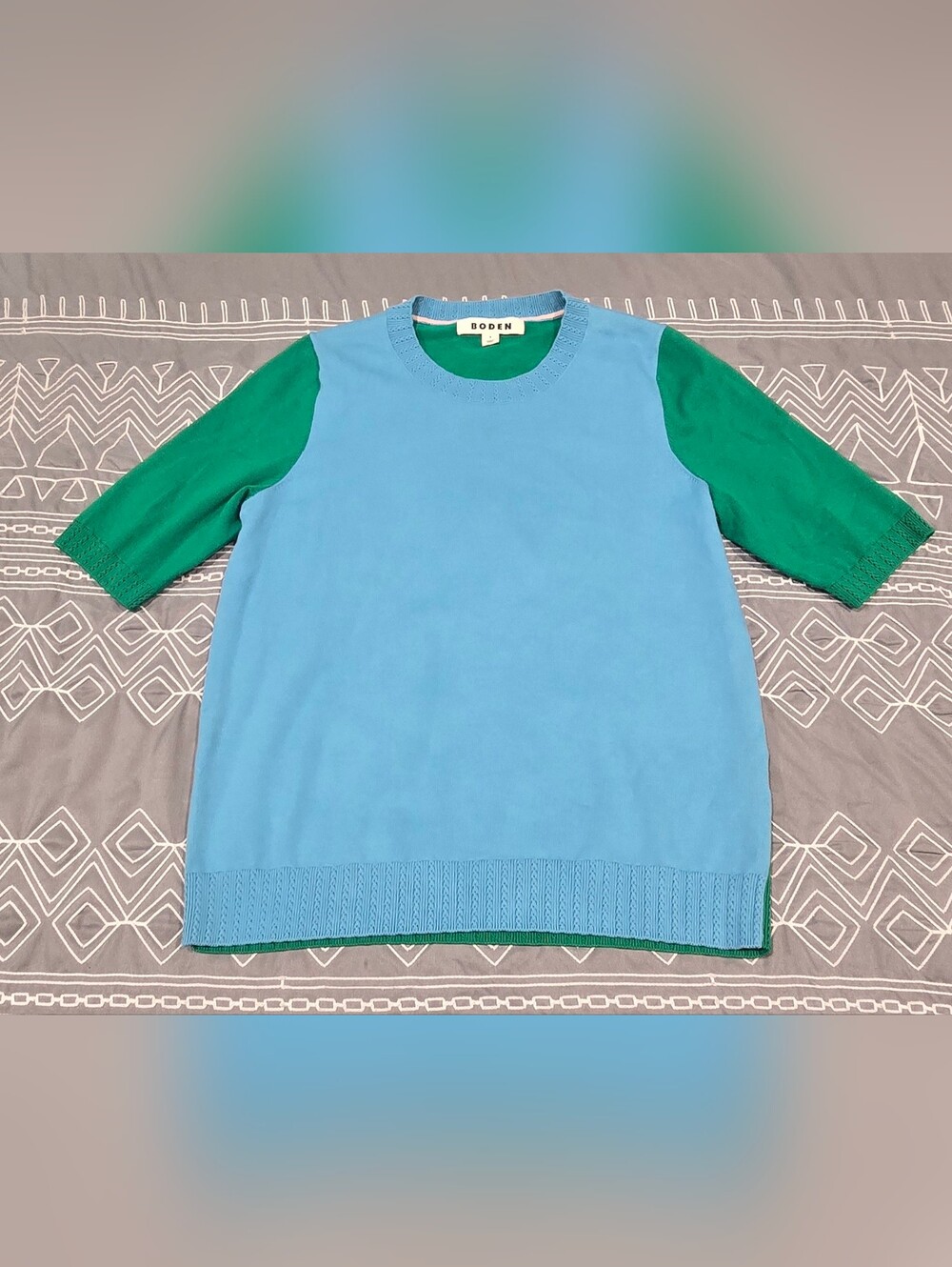 Boden Blue Emilia Cotton Crew T-Shirt Size Small